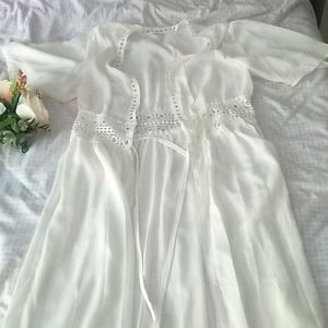 Flowy white tie front beach cover-up